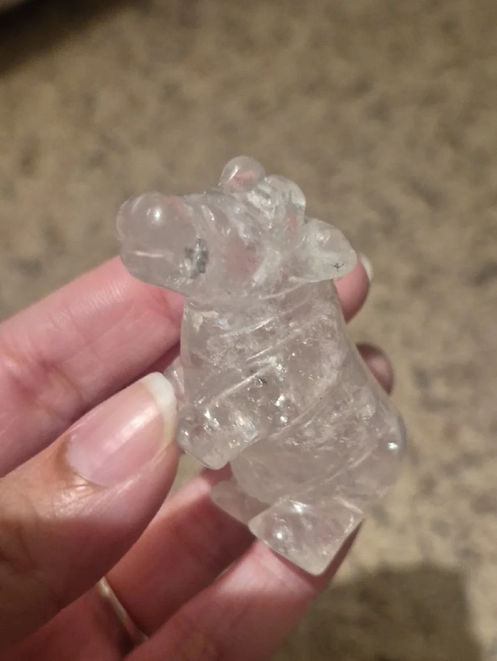 Handcarved Clear Quartz Crystal Cow